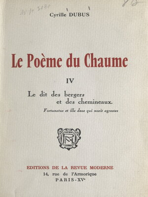 cover image of Le poème du chaume (4). Le dit des bergers et des chemineaux
